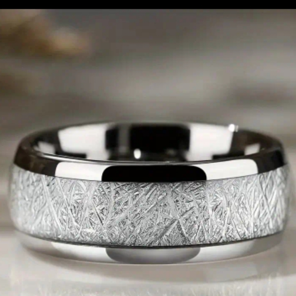 Silver Stainless Steel Ring With White Sapphire Zircon